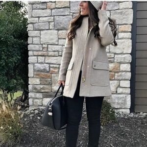 J. Crew Best Selling Bloggers Favorite Grey Parka Hooded Wool Blend, Size 10